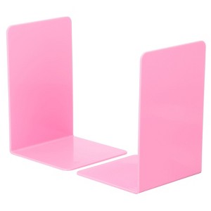 Unique Bargains Acrylic L-shaped Smooth Rounded Corner Book Ends - 1 of 4