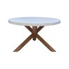 International Concepts Teak Round Outdoor Patio Dining Table with Polystone Top - 2 of 4