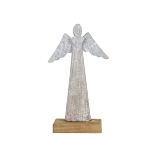 Angel Decorative Figure White Metal with Wood Base by Foreside Home & Garden - 1 of 4