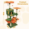 Costway 58” Tall Multi-level Cat Tree with Upholstered Perch & Cat Condo, Comfy Hammock Beige/Green+Orange/Light Gray/Dark Gray/Pink - 3 of 4