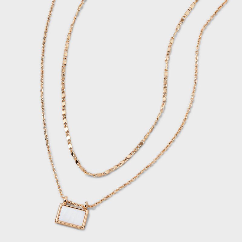Gold Mop Rectangle 2 Row Necklace - A New Day&#8482; Gold, 1 of 6