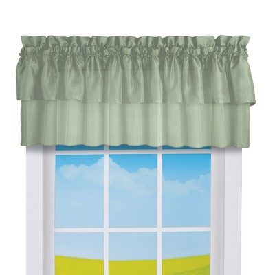 Collections Etc Semi-Sheer Tiered Rod Pocket Window Valance Valance Sage
