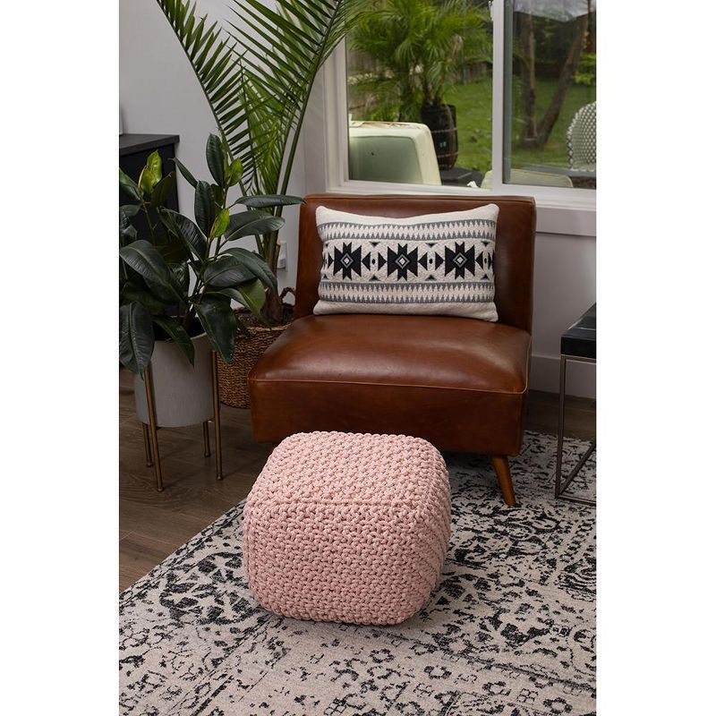 BirdRock Home Square Pouf Foot Stool Ottoman - Dusty Rose, 4 of 5
