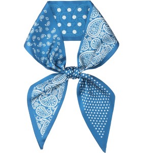 INSPIRE CHIC Women's Paisley Polka Dots Pattern Skinny Long Satin Silky Ribbon Neck Scarves 1Pc - 1 of 4