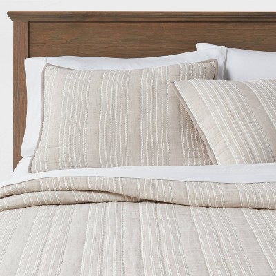 Gray Stitched Stripe Quilt (King 