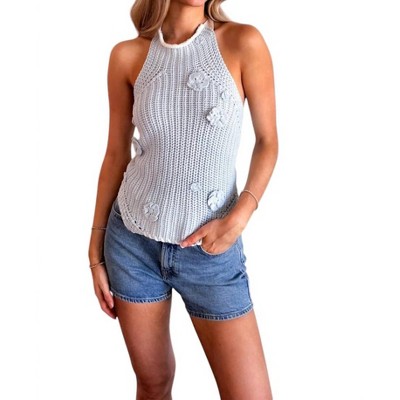 Women's Backless Gracie Knit Sweater Tank Top - Sky to Moon