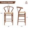 GlasFlength Mid-Century Dining Table Set with Armrests and Paper Rope Seats for Kitchen, Counter, Brown, 21.3" * 17.5" * 39.4" - 2 of 4