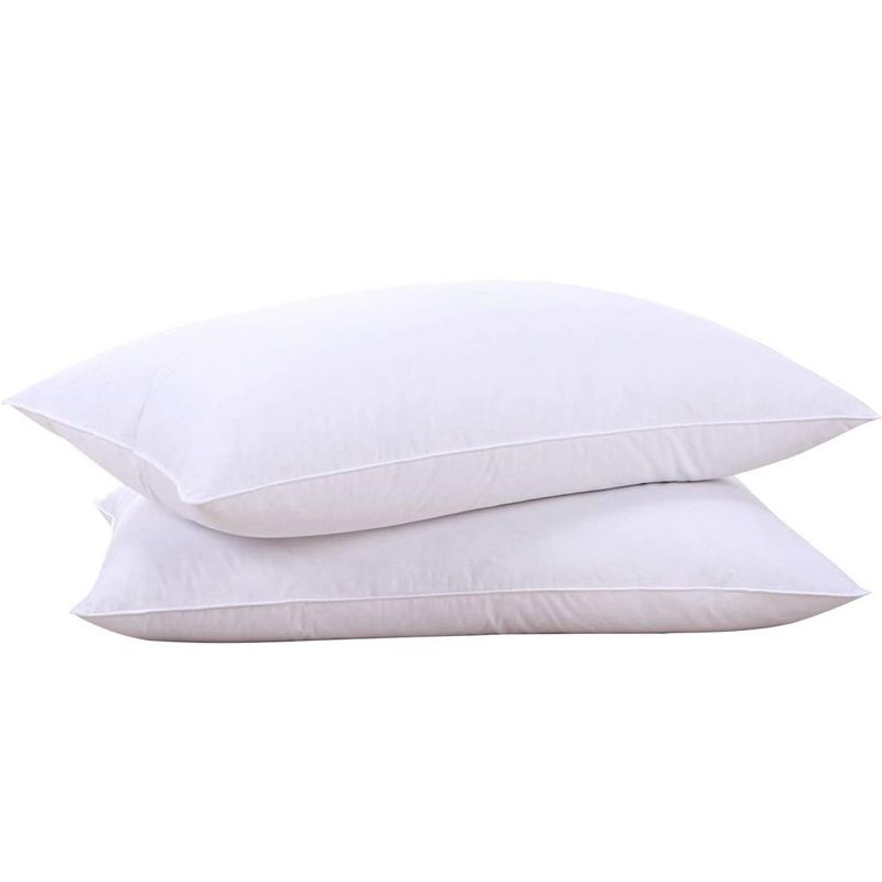Peace Nest Goose Feather and Down White Pillow Inserts, 100% Cotton Fabric Cover Bed Pillows, Set of 2, 1 of 9