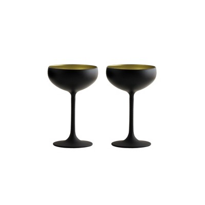 Matte Black & Gold Stemless Wine Glasses, Set of 6