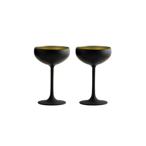 7.8oz 2pk Crystal Olympia Coupe Champagne Glasses Black/gold - Stolzle