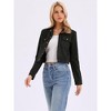 INSPIRE CHIC Women's Casual Faux Suede Notched Collar Button Up Cropped Jacket with Pockets - 4 of 4