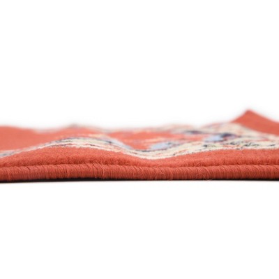 Terracotta and Cream Medallion Synthetic Runner Rug 3' x 16' 5"