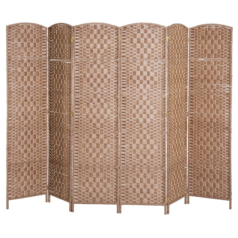 HOMCOM 6' Tall Wicker Weave 6 Panel Room Divider Privacy Screen, 4 of 7