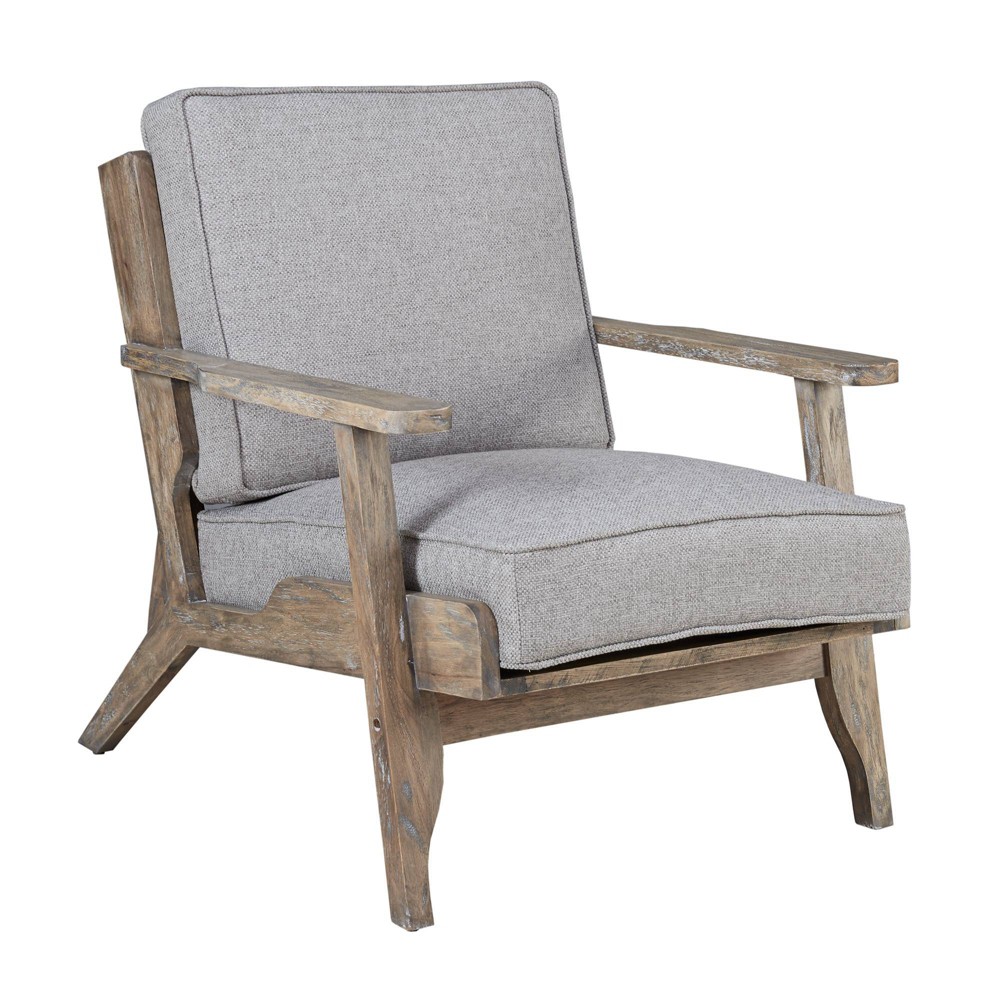 Photos - Chair Malibu Accent  Gray: Upholstered Farmhouse-Inspired, Rubberwood Frame