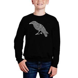 LA Pop Art Edgar Allen Poe'S The Raven - Boy's Word Art Crewneck Sweatshirt - 1 of 3