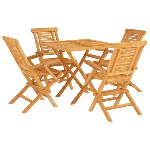 vidaXL Patio Dining Set Table and Chair Furniture 5 Piece Solid Wood Teak - 1 of 4