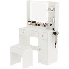 Vanity Table with Mirror and Lights, Makeup Vanity Desk with Power Strip, USB Port, Hair Dryer Holder, Drawers, Shelves & Stool for Bedroom - 3 of 4