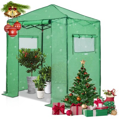 EAGLE PEAK 6x4 ft Instant Pop-up Greenhouse, Walk in Green House, Roll-Up Zipper Doors and Side Windows, PE Cover