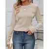 Women's Casual Fit Tops Fashionable Casual Long Sleeve Crew Neck Basic T Shirts Solid Loose Textured Knit Blouses Outfits - 2 of 4