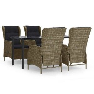 vidaXL Patio Dining Set Outdoor Dining Set Table and Chair Set for Garden - Brown 63" Table Length 4 Items - 1 of 4