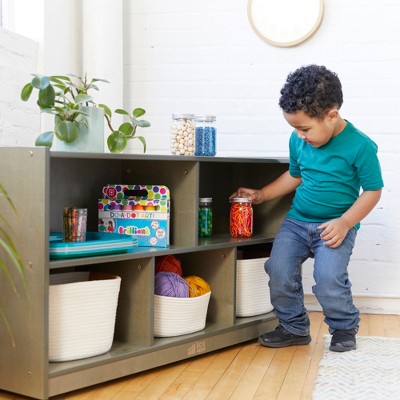 Grey Wash Birch Plywood 5-Compartment Mobile Storage Cabinet