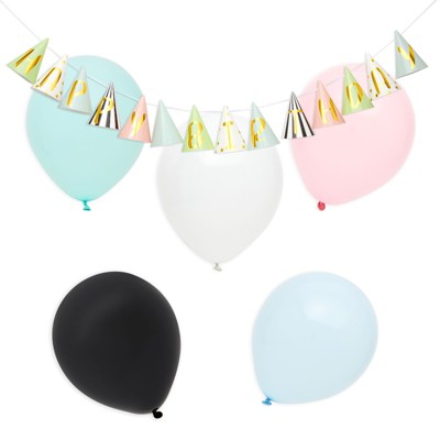 Blue Panda 101 Piece Happy Birthday Party Hat Flag Banner, 5 Colors (5 Feet)