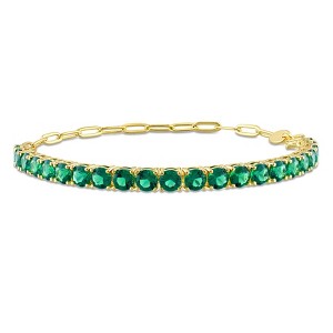 EVERLY JEWELRY | Yellow Plated Sterling Silver 6 CT TGW Green Cubic Zirconia Bracelet, 7.5 inch - 1 of 4
