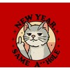 New Year Same A**hole Cat With Middle Finger Adult Crew Neck Short Sleeve Tee - 2 of 2