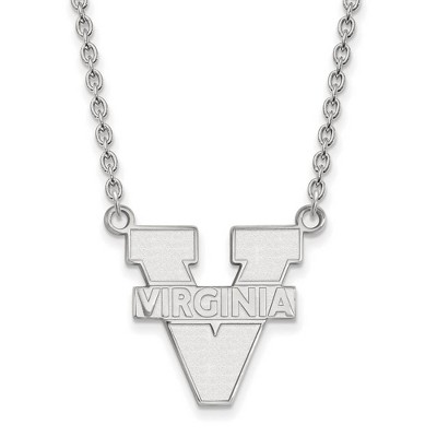 Black Bow Jewelry 10k White Gold Virginia Wahoos NCAA Necklace 18 Inch