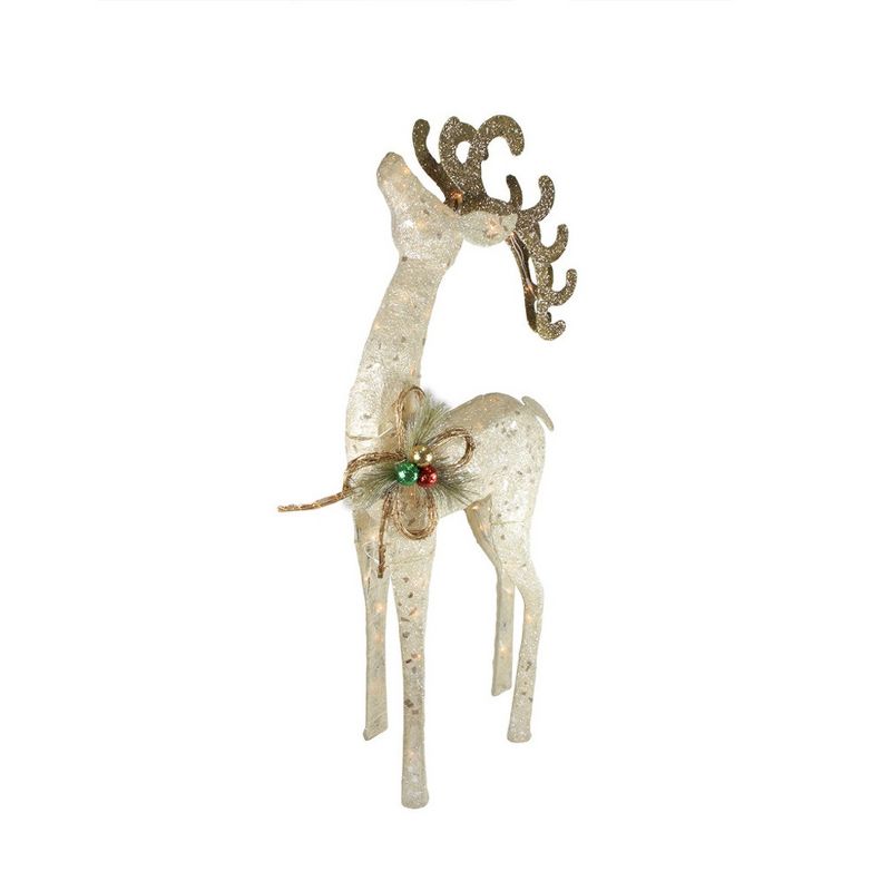 Northlight 46.5" Lighted Brown and Ivory Reindeer Outdoor Christmas Decoration, 2 of 3