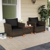 Tangkula 3 PCS Patio PE Wicker Furniture Set Outdoor Conversation Bistro Set w/ Cushions Black - 2 of 4