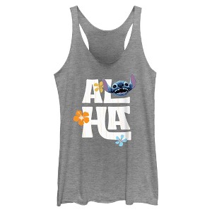 Womens Lilo & Stitch Aloha Flowers Racerback Tank - 1 of 4
