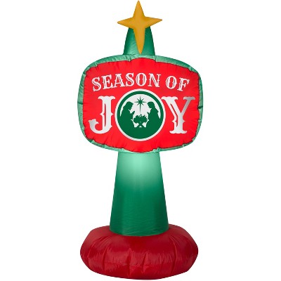 Gemmy Christmas Airblown Inflatable Outdoor Season of Joy Sign, 3.5 ft Tall, Red