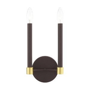 Livex Lighting Karlstad 2 - Light Wall Light in  Bronze/Satin Brass - 1 of 4