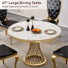 PAGED 46.85" Dining Table, Round Kitchen Table with Faux Marble Tabletop and Stainless Steel Base, Coffee Table for Kitchen Dining - 2 of 4