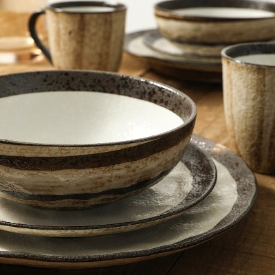 Stone Lain Lucy Beige Porcelain 16-Piece Dinnerware Set