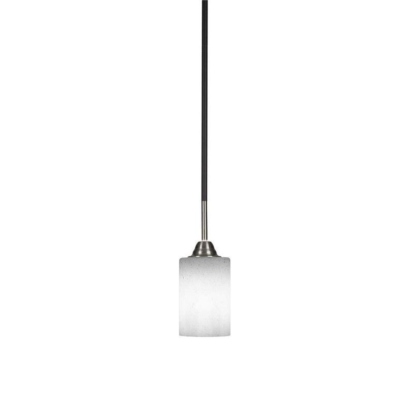Toltec Lighting Paramount 1 - Light Pendant in  Matte Black/Brushed Nickel with 4" White Muslin Shade, 1 of 2