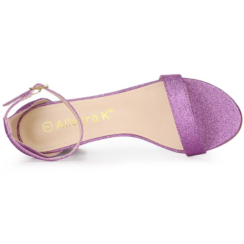 Allegra K Women's Gradient Glitter Chunky Heels Sandals, 4 of 7