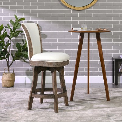 PAGED 46" High Swivel Counter and Bar Stools, Modern Upholstered with High Back and Arms Counter Height Bar Stools for Pub, Dining Room