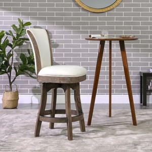 PAGED 46" High Swivel Counter and Bar Stools, Modern Upholstered with High Back and Arms Counter Height Bar Stools for Pub, Dining Room - 1 of 4