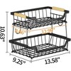 FURNIinspire 2 Tier Fruit Basket Banana Hangers Wooden Handle Detachable Fruit Holder Stand Vegetable Bread Snack Storage, Black, 9.36"*3.9"*14.04" - 3 of 4