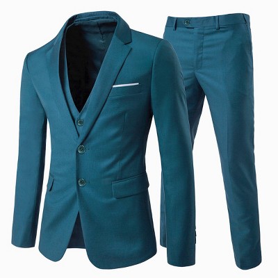 Cloudstyle Men's 3-Piece 2 Buttons Slim Fit Solid Color Jacket Smart Wedding Formal Suit