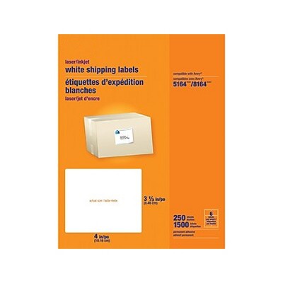 MyOfficeInnovations Laser/Inkjet Shipping Labels 3 1/3 x 4 White 489566