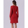 Allegra K Women's Square Neck Split Side Semi-Sheer Puff Sleeve Mini A-Line Dress - 3 of 4