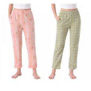 INSPIRE CHIC Women's 2 Pcs Cotton Pajama Bottoms Elastic Waist with Pocket Long Sleepwear Lounge Pants - 1 of 4