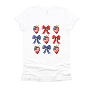 Simply Sage Market Coquette Bows And USA Strawberries Short Sleeve Tee - 1 of 4