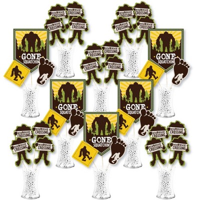 Big Dot of Happiness Sasquatch Crossing - Bigfoot Party or Birthday Party Centerpiece Sticks - Showstopper Table Toppers - 35 Pieces