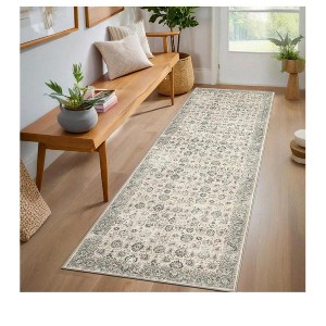 Vintage Washable Area Rug Boho Runners For Hallways Large Rugs For Bedroom, Soft Dining Room Carpet Non-Slip Throw Rug For Farmhouse Indoor - 1 of 4
