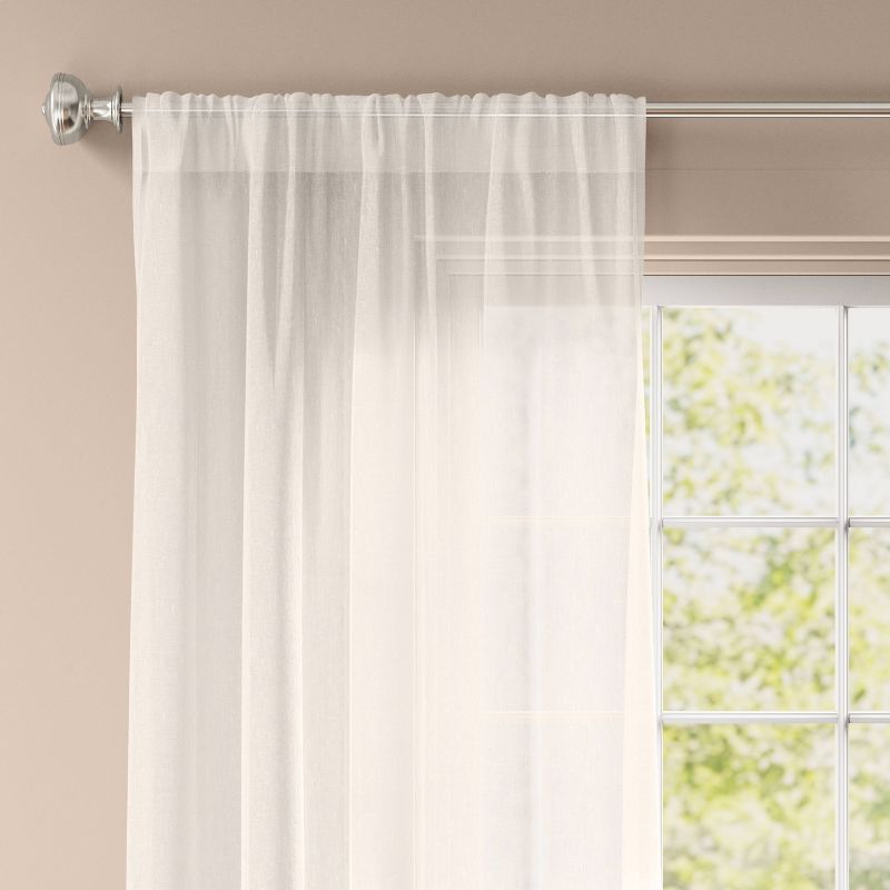Light Filtering Textural Sheer Curtain Panel Ivory - Threshold™, 1 of 6