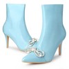 Perphy Women's Bow Rhinestone Pointy Toe Stiletto Heels Ankle Boots - 2 of 4